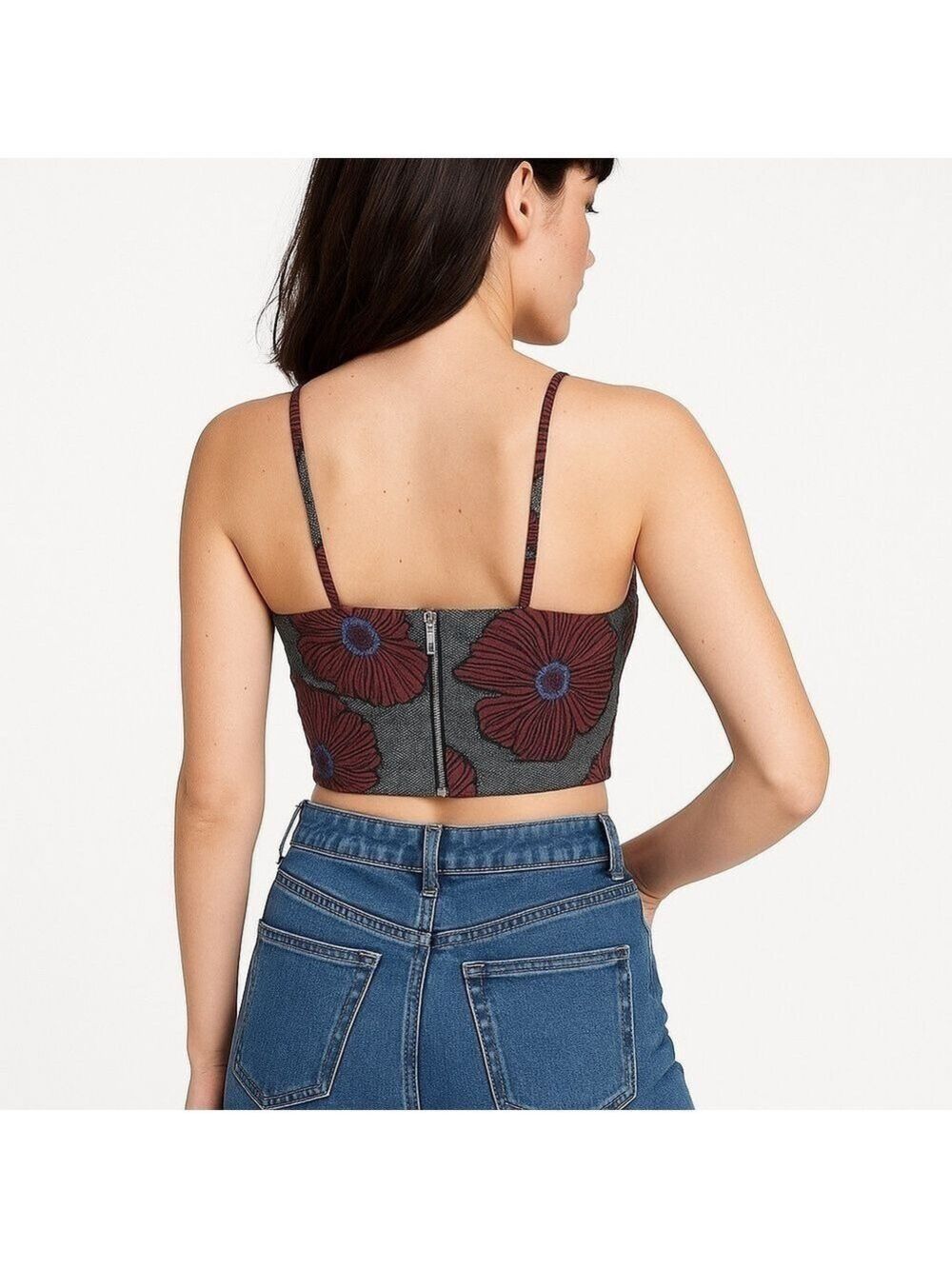TOPSHOP Floral Crop Halter Top Size 4 - Picture 3 of 9